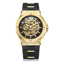Jam Tangan Mekanik Skeleton Terbaru untuk Pria, Tali Silikon, Jam Tangan Sport Pria, Jam Tangan Bercahaya, Mesin Otomatis
