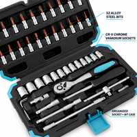 Assortiment universel de douilles et embouts 32/37/46 pièces, douilles en chrome vanadium, embouts S2, clé à cliquet, coffret certifié CE, poignée confortable