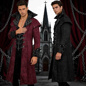 Abrigo Medieval Vintage para Hombre, Chaqueta con Patrón Oscuro, Estilo Gótico Oscuro, Disfraz de <span class=keywords><strong>Halloween</strong></span> - Product Image 1