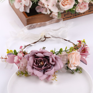 Couronne florale pour femmes et filles, Boho, Rose, couronne, bandeau Floral <span class=keywords><strong>de</strong></span> mariage, <span class=keywords><strong>Photo</strong></span> Pro - Product Image 2