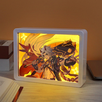 Drop shipping Cartoon 3d Paper Carving Lamp Led Light Painting Anime Figures Photo Frame Led Night Light Bedside Anime Light Box