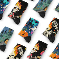 Chaussettes d'Halloween pour hommes, chaussettes imprimées punk, chaussettes de fête avec motifs citrouille et fantôme, hiver