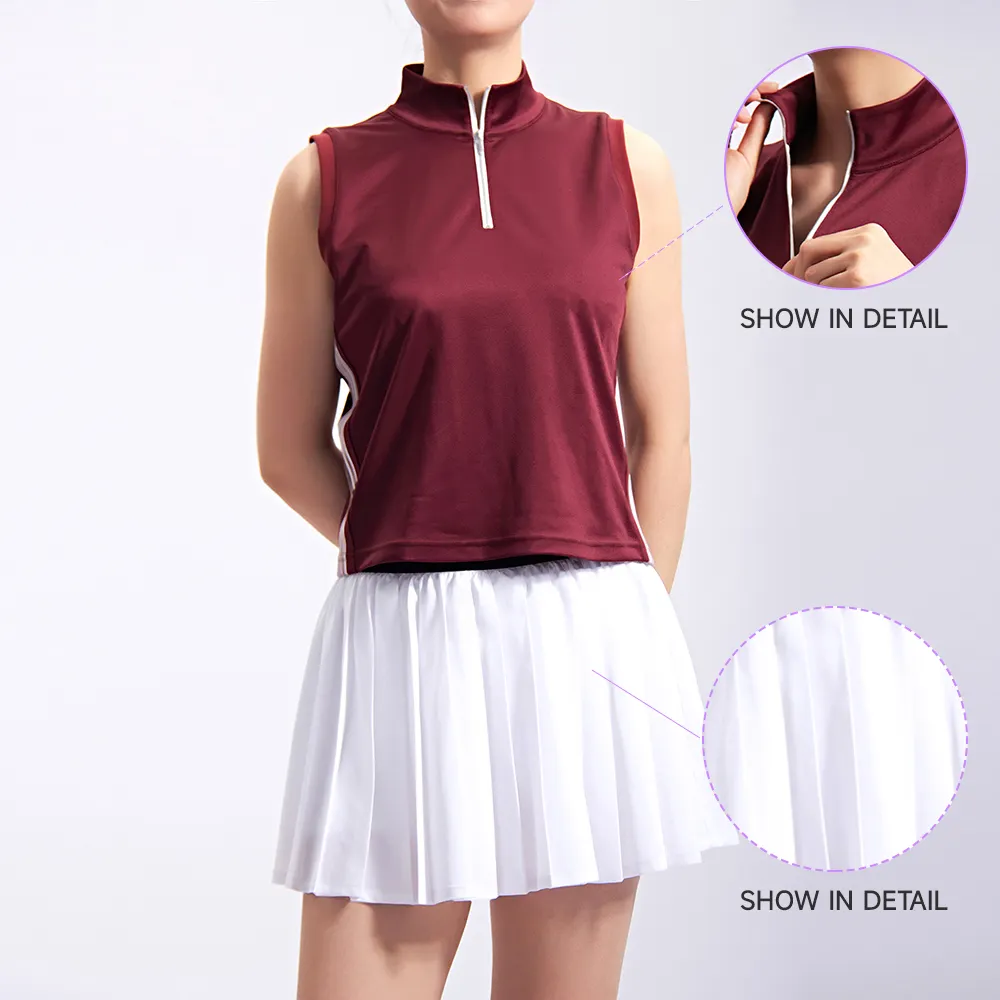 Oem 2023 Twee Stukken Blanco Golfpoloshirt Polyester Spandex En Mini Rok Waterdichte Golfset Golfkleding