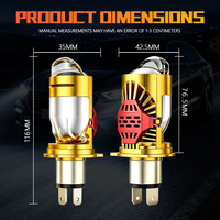 Phare de voiture JHS, lampe Fisheye, Golden M01J Z9 H4 9003 HB2, mini projecteur bi-LED, ampoule de phare pour moto et voiture