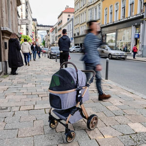 Meiweipet Tube en aluminium pour <span class=keywords><strong>chien</strong></span> chariot pour animaux de compagnie 600D tissu haute résistance Nylon maille voiture <span class=keywords><strong>panier</strong></span> séparation conception Push/Lift <span class=keywords><strong>panier</strong></span> pliable - Product Image 4