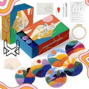 Art Work Decor Sous-verres Kits pour Débutants DIY Set Yarns Broderie Hoop Tool - Product Image 2