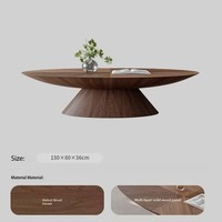 Table basse ovale de style mid-century, table à thé finition noyer rétro, table centrale moderne minimaliste de luxe pour petit salon