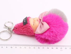 Porte-clés Lapin en Fourrure Rose, Blanc et Noir avec <span class=keywords><strong>Pompon</strong></span> – Adorable pour Filles - Product Image 4