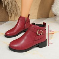 Bottines à talon bas à bout rond pour femmes européennes et américaines, taille 35-43, avec boucle de ceinture, bottines en cuir pour femmes