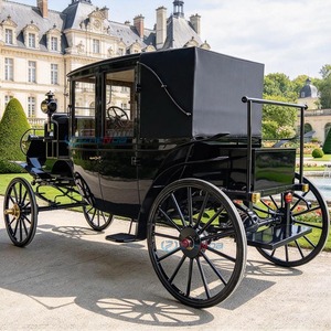 Calèche royale électrique noire avec sièges rouges personnalisables pour visites touristiques, calèche vintage à chevaux - Product Image 4