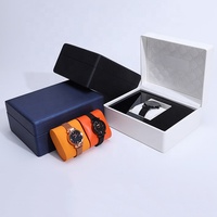 Boîte à montre en cuir PU de luxe avec logo personnalisé, boîte à montre avec coussin, boîte de rangement pour cadeau de montre, emballage, caja de relojes