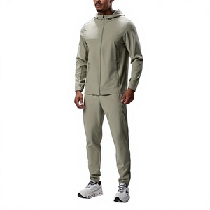 Ensemble de survêtement pour homme avec capuche et fermeture éclair intégrale, veste légère avec poche zippée et pantalon de jogging ajusté, 2 pièces, vêtements de sport athlétiques - Product Image 5
