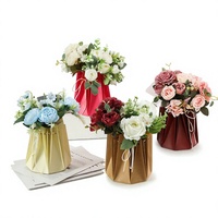 Sacs à fleurs en papier kraft recyclé imperméable avec poignée longue, personnalisables pour fleuristes, bouquets de mariage et promotions (vente en gros)