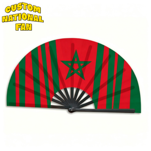 Éventails pliants personnalisés drapeau du Maroc, vente en gros, imprimés, pour carnaval, mariage, festival, fête, agence de voyage, cadeau - Product Image 1