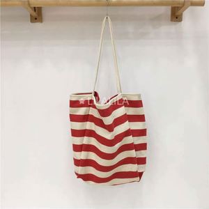 Customizable Canvas Tote <b>Bag</b> with Striped Pattern Cotton <b>Shoulder</b> Reusable Woven Shopping <b>Bag</b> Custom Logo Travel Gift Purpose - Product Image 3