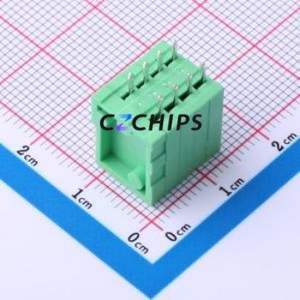 DB141V-2.54-4P-GN Spring Terminal Block Through hole Component (THT),P=2.54mm Connector 1x4P 2.54mm Green 4P - Product Image 2