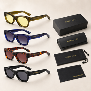 CONCHEN Factory 2026 New Arrival Vintage Square Thick Frame Unisex Sun Glasses Custom Logo Printing Polarized Acetate Sunglasses