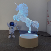 Lampe de nuit moderne 3D Animal Horse Panneau acrylique Base en ABS pour lampe de bureau pour adolescents