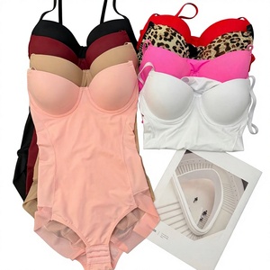 Body sculptant européen et américain <span class=keywords><strong>avec</strong></span> soutien-gorge intégré, en nylon antibactérien, rehausseur de poitrine, amincissant la taille et gainant le ventre - Product Image 1