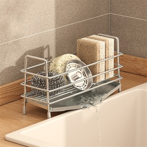 Modern 304 Stainless Steel Kitchen Rag <b>Rack</b> Sink Side Sponge Drain Dish <b>Rack</b> Waterproof Drying Towel Storage Countertop <b>Rack</b> - Product Image 1