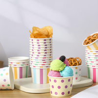 Vaso desechable impermeable de pared simple para helado con cuchara y tapa para máquina expendedora, logotipo personalizado, 4 oz