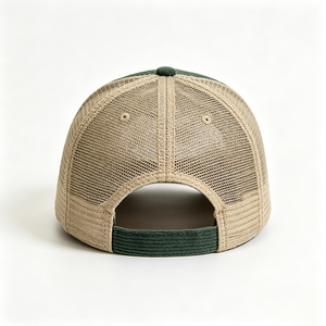 Casquette Trucker Homme en Velours Côtelé Vert Foncé avec Dos en Maille Kaki, Style Vintage Bicolore, pour Extérieur et Tenues Décontractées, Logo Personnalisé, Vente en Gros - Product Image 5