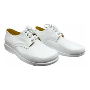 Chaussures décontractées pour hommes Angelina en cuir blanc, style marche, bout ovale, à lacets, semelle en caoutchouc, semelle intermédiaire en EVA, taille adulte 110 - Product Image 1