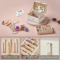 Boîte de rangement pour bijoux de voyage haut de gamme, élégante, avec tiroir, intérieur en velours, multifonctionnelle, anti-poussière, en cuir PU