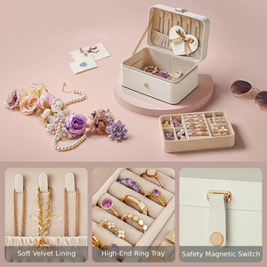 Caja Organizadora de Joyas de Viaje de Lujo de Alta Gama, Almacenamiento con Cajones, Interior de Terciopelo, Multifuncional, a Prueba de Polvo, de Cuero PU, Forma Rectangular - Product Image 3