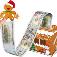 Boîte surprise de Noël pour tirer de l'argent, design créatif sapin de Noël et Père Noël, boîte vide pour cadeaux en espèces, idéale pour les fêtes de fin d'année