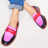 Mocassins pour femmes en cuir, couleur contrastée, cousus main, pour tenues assorties, vente en gros ODM OEM, pour la ville et le travail
