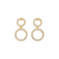 Gemnel Boucles d'oreilles pendantes en argent sterling 925 plaqué or avec cercle familial et diamant