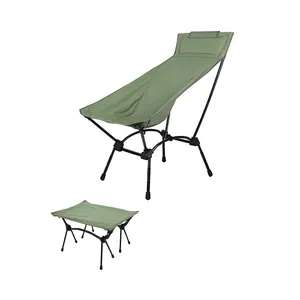 Silla plegable portátil con altura ajustable, de buena calidad, con taburete para acampar