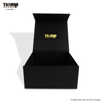 Boîte cadeau pliable magnétique noire personnalisée avec logo, solution d'emballage de luxe tout-en-un pour les marques de vêtements
