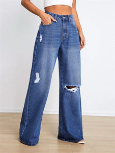 Jeans en denim décontractés pour femmes de haute qualité, lavables, respirants, style boyfriend, coupe ample, fermetures éclair, logo à la taille, toutes saisons - Product Image 4