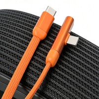 Câble de charge USB C vers USB C 60W 90 degrés plat en nylon tressé PD charge rapide synchronisation des données 1M 2M 3M doré