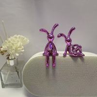Ornements décoratifs en forme de lapin, lapin de dessin animé à longues oreilles, décoration de console centrale, lapin plaqué 3D, ornement d'ameublement pour la maison