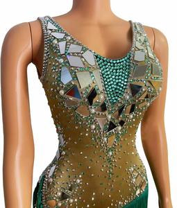 MF Cheap Wedding Casual Vestidos Cortos Mujeres Vestidos de verano Club High Slit Bellydance Rhinestone Vestido Sexy - Product Image 3