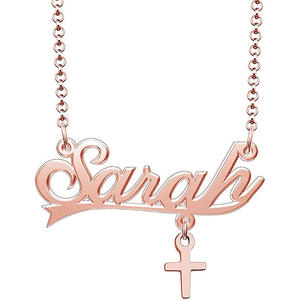 Collar con nombre personal, cadena de joyería de Color plateado de acero inoxidable, collar con colgante de placa de identificación, regalo para mujer - Product Image 4