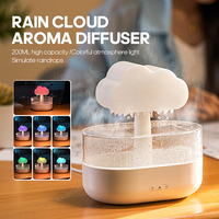 Humidificateur d'Air Nuage de Pluie avec Veilleuse 7 Couleurs, Diffuseur d'Huiles Essentielles Aromatique, Effet Goutte d'Eau H2O