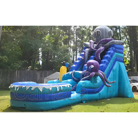 Toboggan aquatique géant en forme de pieuvre pour la mer profonde, château gonflable durable avec piscine à jets d'eau pour fêtes, personnalisable pour usage commercial