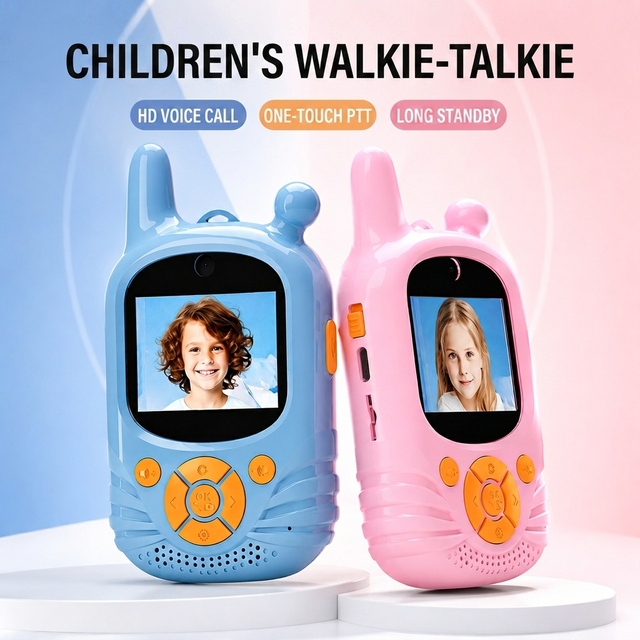 2 Pack Kids Walkie Talkies with Camera, Long Range Two-Way Radio for Boys Girls Gifts Camping Hiking
