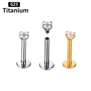 Großhandel G23 Titan Piercing Ohr stecker Labret Tragus Lippen ringe Innengewinde Helix Ohrring Ohr stecker Lappen Knorpel Schmuck 16G