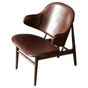 Poltrona di Design Nordico in Legno Massello e Vera Pelle con Braccioli in Schiuma ad Alta Elasticità <span class=keywords><strong>per</strong></span> Riunioni Singole - Product Image 6
