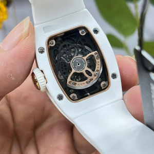 <strong>Watch</strong> Luxury <strong>Watches</strong> for <strong>Women</strong> 07-01 Pink Ceramic Tonneau <strong>Skeleton</strong> Diamond Red Strap Automatic Mechanical Moissanite <strong>Watch</strong> - Product Image 4