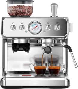 Machine à café automatique, qualité expresso professionnelle avec mousseur, boîtier en acier inoxydable, pour café/bureau/usage domestique - Product Image 1