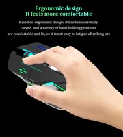 Souris de jeu sans fil T2 1600 DPI Rechargeable réglable 7 couleurs rétro-éclairage respirant Gamer souris de jeu pour PC portable
