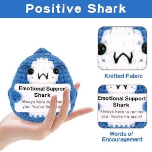 Muñecos de Ganchillo de Tiburón Positivo, Regalos de Apoyo Emocional, Divertidos Tiburones Tejidos Azules para Animar el Espíritu, Decoraciones para Aniversarios y Cumpleaños - Product Image 3