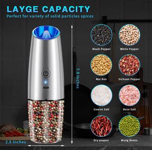 Hot Selling Adjustable Spice Black Pepper Grinder <b>Mill</b> with Blue Light Automatic Gravity Electric Salt and Pepper <b>Mill</b> Set of 2 - Product Image 3