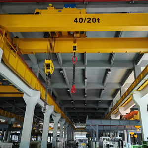 Cabrestante eléctrico de doble viga de 40 toneladas y 20 toneladas, grúa aérea de puente, grúa de elevación de doble carro - Product Image 1